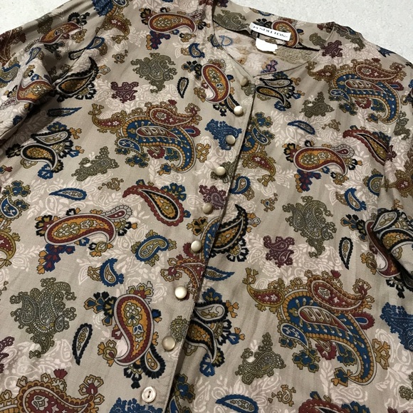 Pendleton Vintage Paisley Top Long Sleeve Brown Multicolor Pit to Pit 20” - Picture 9 of 15